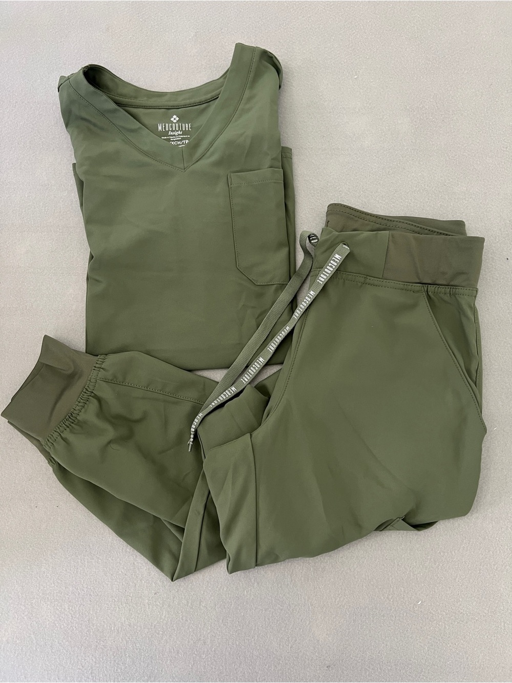 Med Couture Olive Green Women's Scrubs Top & Jogger Pants Set